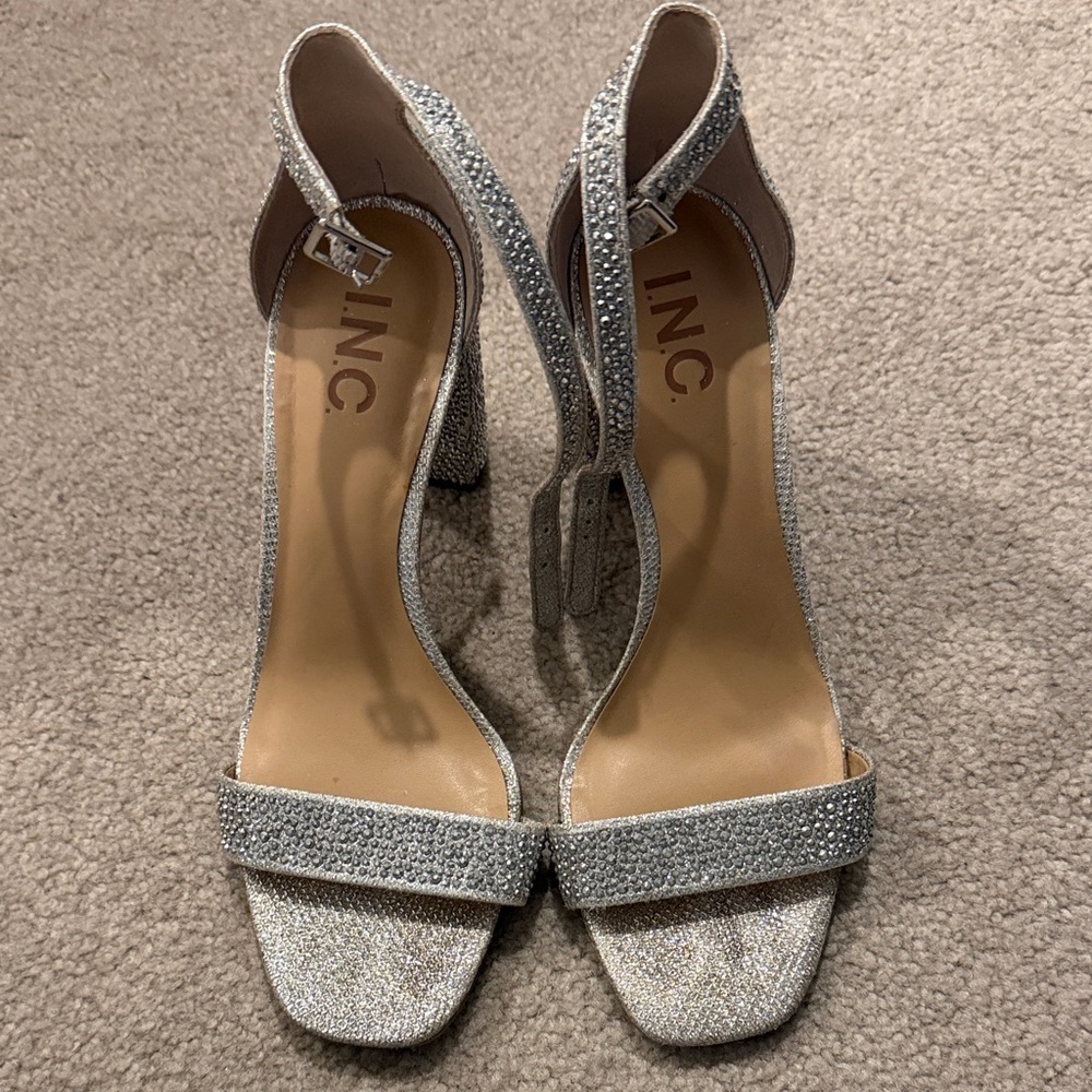 INC International Concepts Glittering Silver Heels